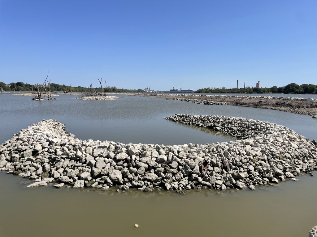 A river with rocks in the water.
